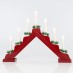 Χριστουγεννιάτικο Ξύλινο Κηροπήγιο 7 Λευκά Θερμά Κεράκια Κόκκινο Χρώμα 39Χ4.8Χ30cm | Eurolamp | 600-41603