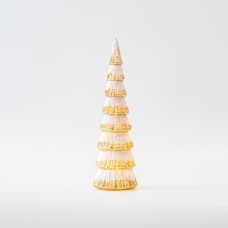 Χριστουγεννιάτικο Δεντράκι Γυάλινο Μπαταρίας Χρυσό Με Λευκό Glitter 8.5X28 cm | Eurolamp | 600-45810