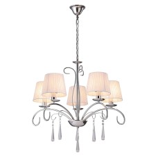 KQ 9007-5 FLAREN NICKEL PENDANT CRYSTALS AND WHITE SHADES 1Ζ2 | Homelighting | 77-8196