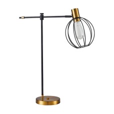SE21-GM-36-GR2 ADEPT TABLE LAMP Gold Matt and Black Metal Table Lamp Black Metal Grid | Homelighting | 77-8340