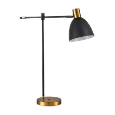 SE21-GM-36-MS2 ADEPT TABLE LAMP Gold Matt and Black Metal Table Lamp Black Metal Shade | Homelighting | 77-8342