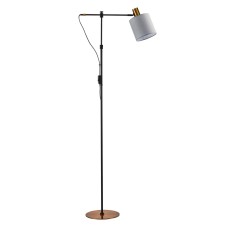 SE21-GM-39-SH1 ADEPT FLOOR LAMP Gold Matt and Black Metal Floor Lamp Grey Shade | Homelighting | 77-8346