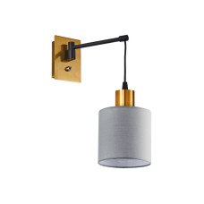 SE21-GM-9-SH1 ADEPT WALL LAMP Gold Matt and Black Metal Wall Lamp Grey Shade | Homelighting | 77-8355