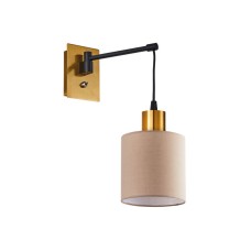 SE21-GM-9-SH3 ADEPT WALL LAMP Gold Matt and Black Metal Wall Lamp Brown Shade | Homelighting | 77-8356