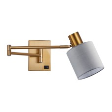 SE21-GM-52-SH3 ADEPT WALL LAMP Gold Matt Wall lamp with Switcher and Grey Shade | Homelighting | 77-8365
