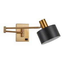 SE21-GM-52-MS1 ADEPT WALL LAMP Gold Matt Wall lamp with Switcher and Black Metal Shade | Homelighting | 77-8366