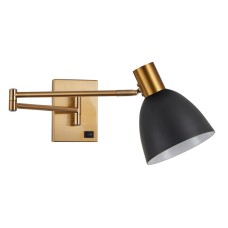 SE21-GM-52-MS2 ADEPT WALL LAMP Gold Matt Wall lamp with Switcher and Black Metal Shade | Homelighting | 77-8367