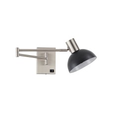 SE21-NM-52-MS3 ADEPT WALL LAMP Nickel Matt Wall lamp with Switcher and Black Metal Shade | Homelighting | 77-8377