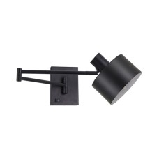 SE21-BL-52-MS1 ADEPT WALL LAMP Black Wall Lamp with Switcher and Black Metal Shade | Homelighting | 77-8383