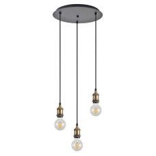 SE21-BR-10-3BL MAGNUM Bronze Metal Pendant with Black Fabric Cable | Homelighting | 77-8692