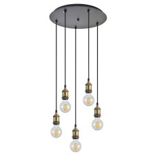 SE21-BR-10-5BL MAGNUM Bronze Metal Pendant with Black Fabric Cable | Homelighting | 77-8693
