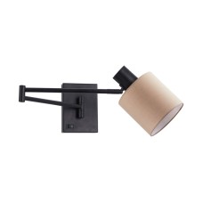 SE21-BL-52-SH3 ADEPT WALL LAMP Black Wall Lamp with Switcher and Brown Shade | Homelighting | 77-8874