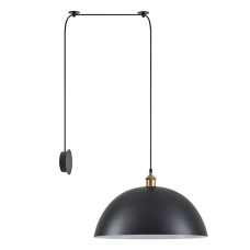 SE21-BR-10-BL1W-MS50 MAGNUM Bronze Metal Wall Lamp with Black Fabric Cable and Metal Shade | Homelighting | 77-8885