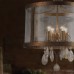 Φωτιστικό Οροφής Κρεμαστό Τετράφωτο Αντικέ Ορείχαλκο με γυαλί κ κρύσταλλα Aca AD80375
