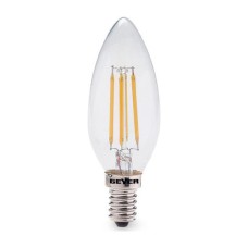 Λάμπα LED κεράκι (C35) με βίδωμα E14 Filament 4W θερμό λευκό 2700K ντιμαριζόμενη | Geyer | LFCW144D